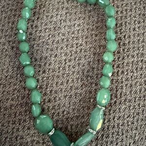 Banana Republic Green Beaded Necklace with Geometric Centerpiece